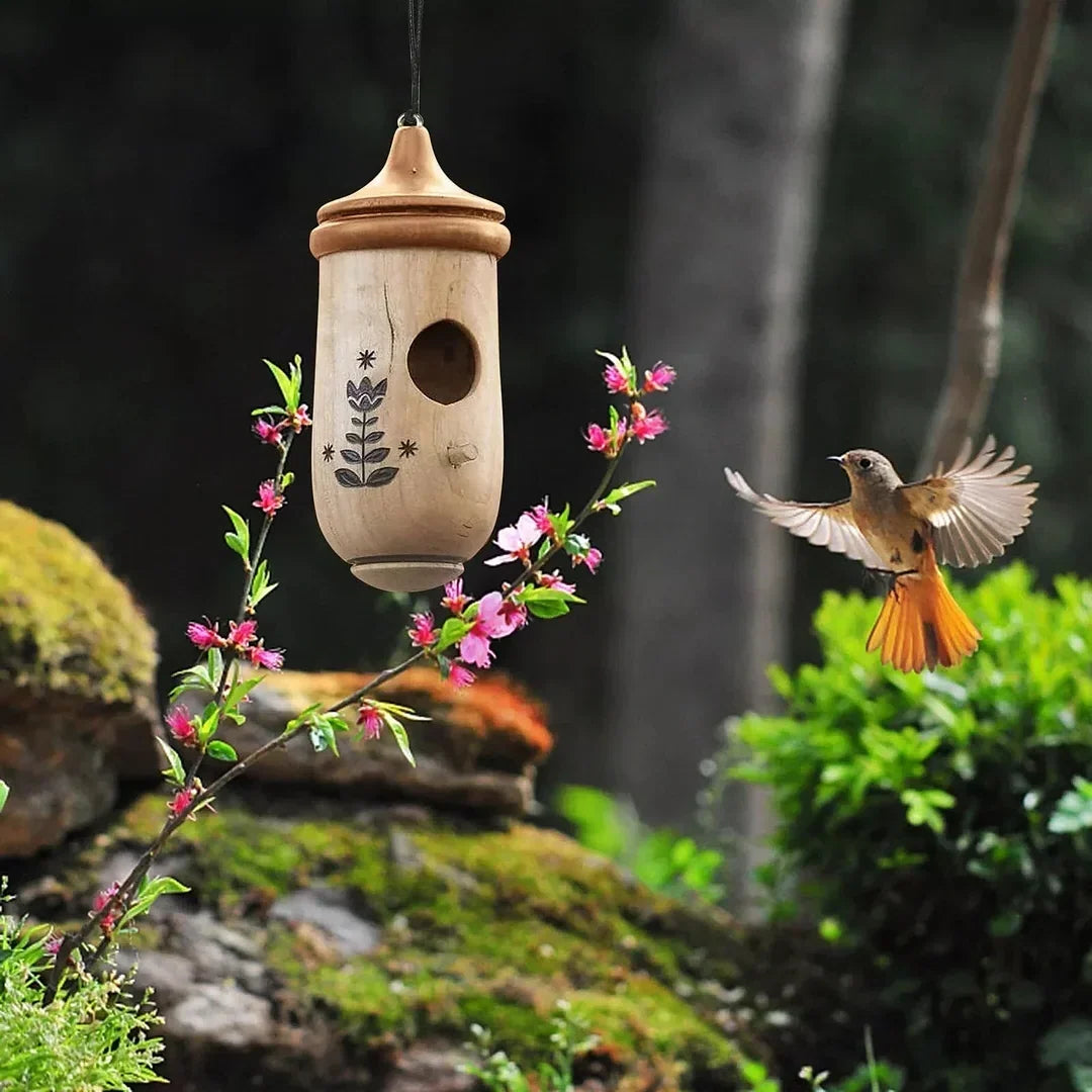 Hummingbird Birdhouse Weather-Resistant Resin Hanging Design