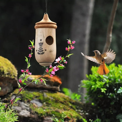 Hummingbird Birdhouse Weather-Resistant Resin Hanging Design