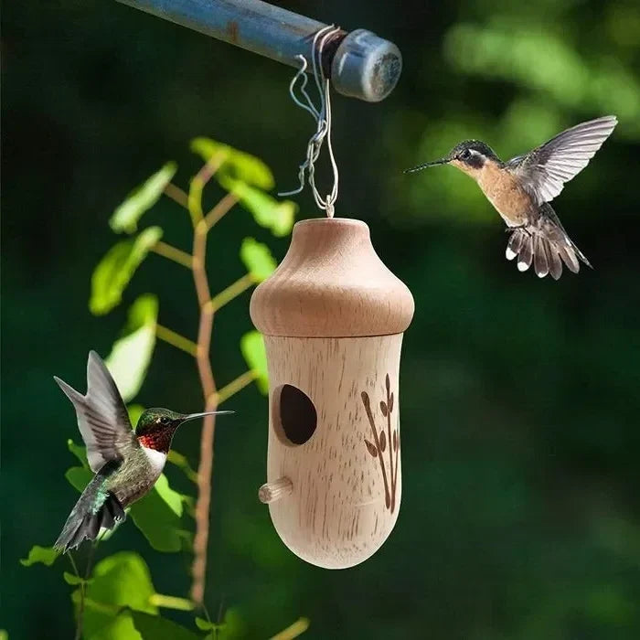 Hummingbird Birdhouse Weather-Resistant Resin Hanging Design