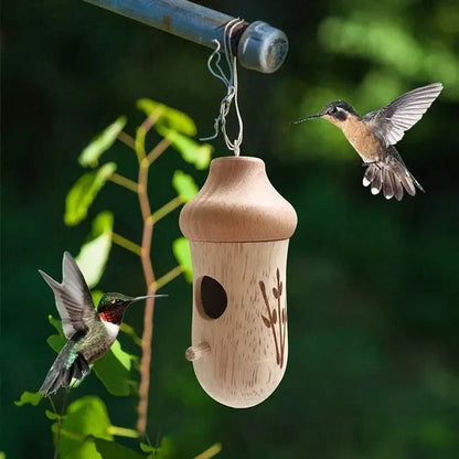 Hummingbird Birdhouse Weather-Resistant Resin Hanging Design