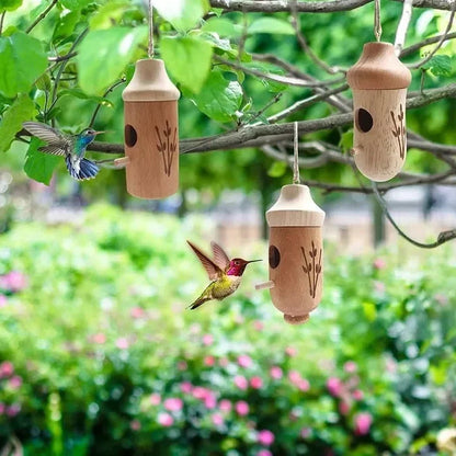Hummingbird Birdhouse Weather-Resistant Resin Hanging Design