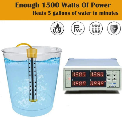 Immersion Water Heater 1500W Stainless Steel Guarded Coil