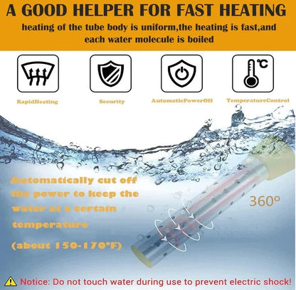 Immersion Water Heater 1500W Stainless Steel Guarded Coil