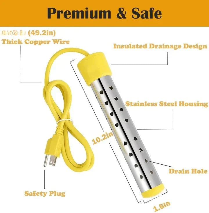 Immersion Water Heater 1500W Stainless Steel Guarded Coil