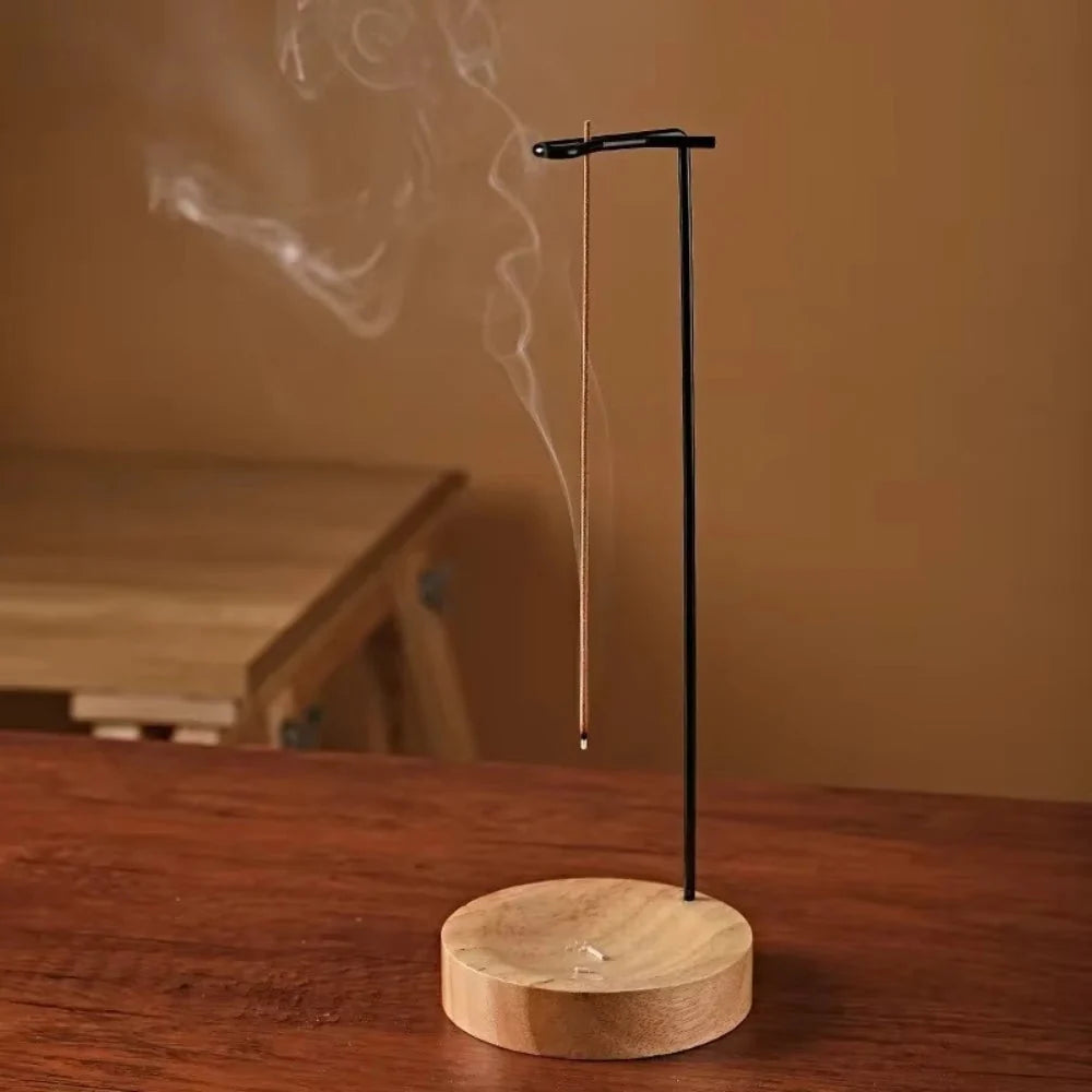 Incense Burner Handcrafted Wooden Base & Metal Holder