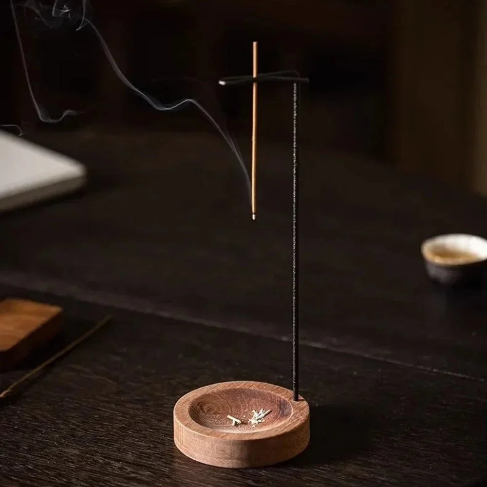 Incense Burner Handcrafted Wooden Base & Metal Holder
