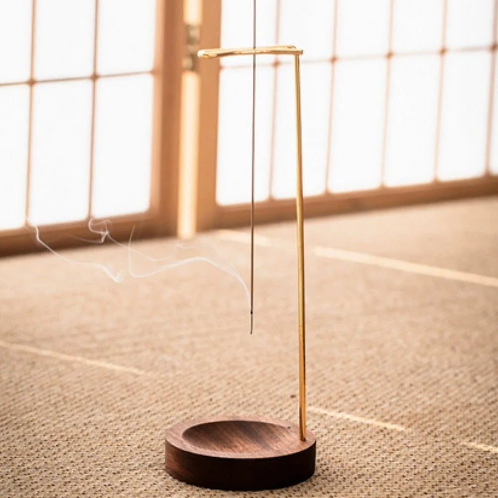 Incense Burner Handcrafted Wooden Base & Metal Holder