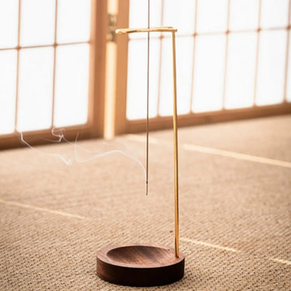 Incense Burner Handcrafted Wooden Base & Metal Holder