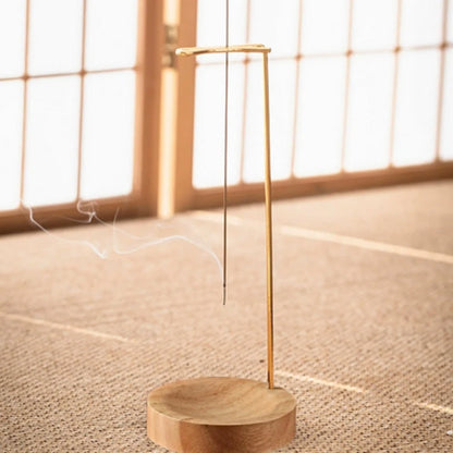 Incense Burner Handcrafted Wooden Base & Metal Holder