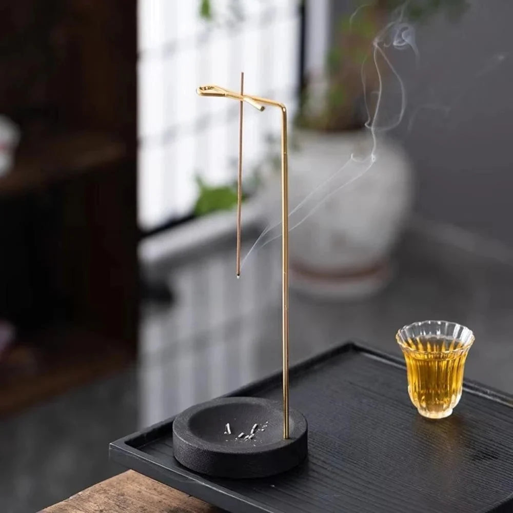 Incense Burner Handcrafted Wooden Base & Metal Holder