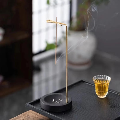 Incense Burner Handcrafted Wooden Base & Metal Holder