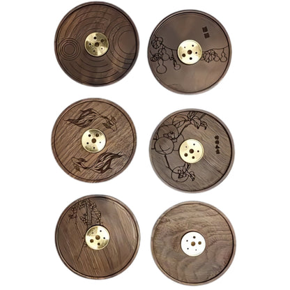 Incense Holder Wooden Base Polished Copper Sticks & Cones