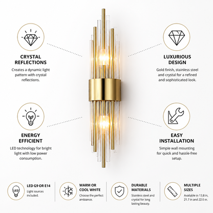 Indoor Wall Light Crystal LED Stainless Steel