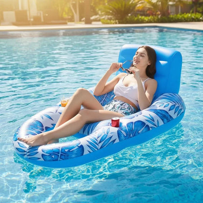 Inflatable Pool Lounger Durable PVC Spacious Lightweight & Portable