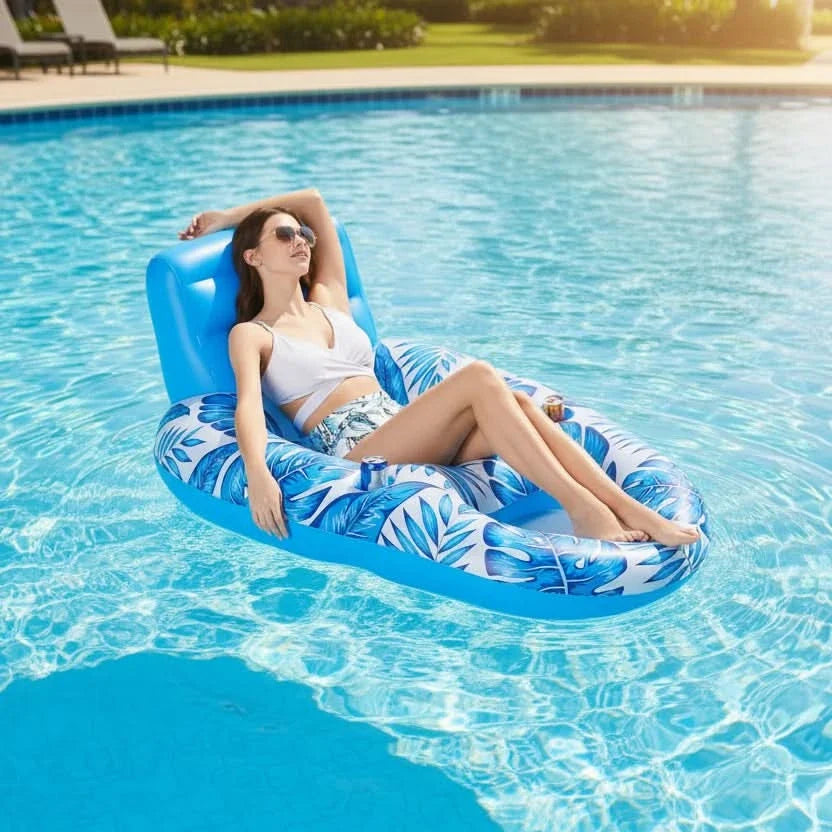 Inflatable Pool Lounger Durable PVC Spacious Lightweight & Portable