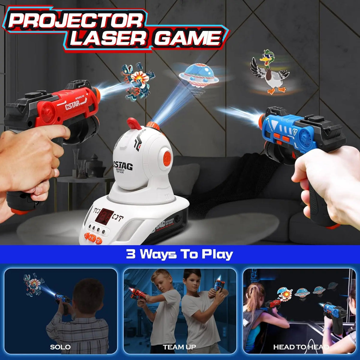 Infrared Projector Game Two Blasters Screen-Free Play