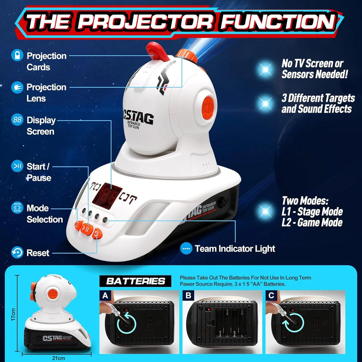 Infrared Projector Game Two Blasters Screen-Free Play