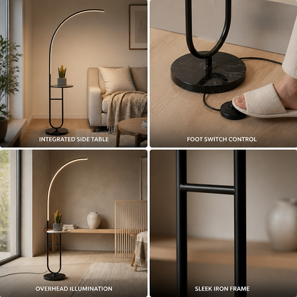 Integrated LED & Side Table Arc Floor Lamp