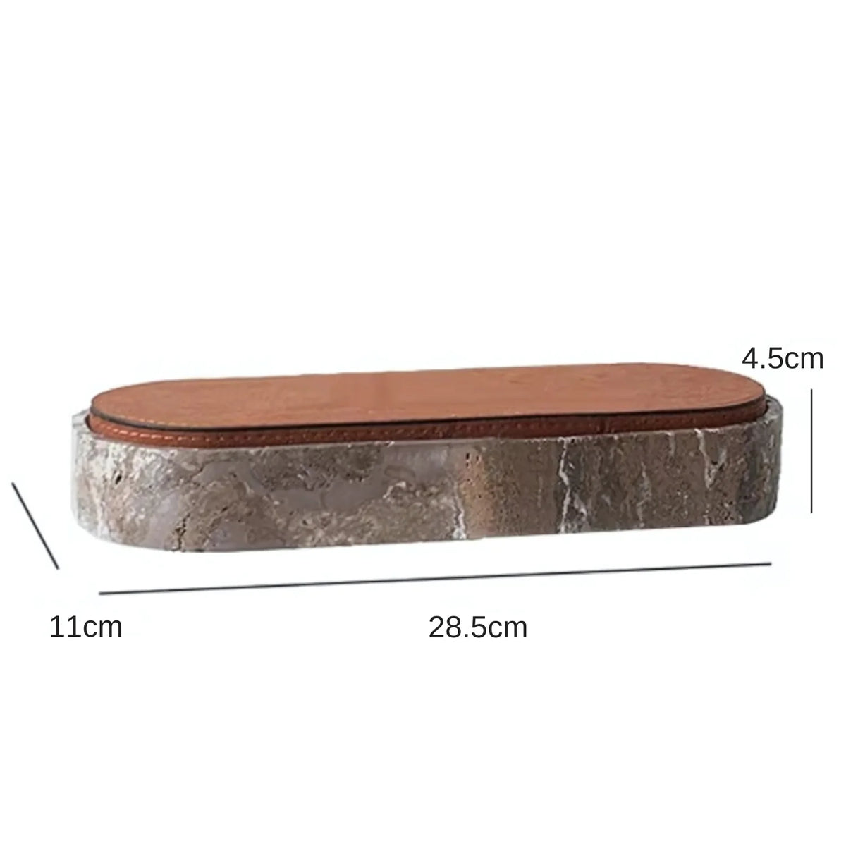 Jewelry Storage Box Travertine Stone Leather-Look Lid