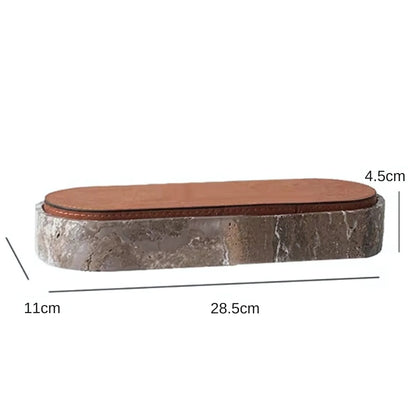 Jewelry Storage Box Travertine Stone Leather-Look Lid