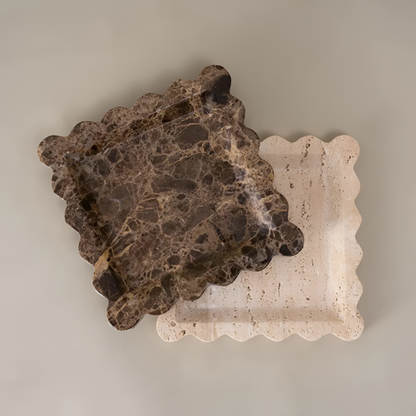 Jewelry Tray Handcrafted Scalloped Marble