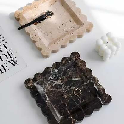 Jewelry Tray Handcrafted Scalloped Marble