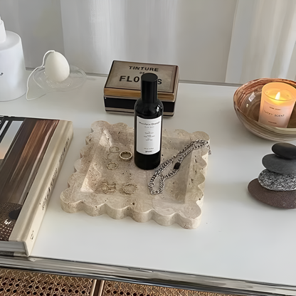Jewelry Tray Handcrafted Scalloped Marble