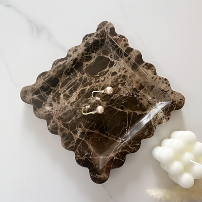 Jewelry Tray Handcrafted Scalloped Marble