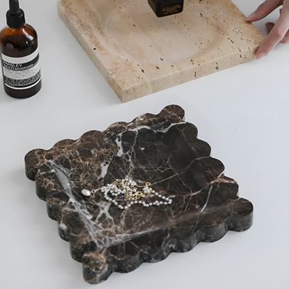 Jewelry Tray Handcrafted Scalloped Marble