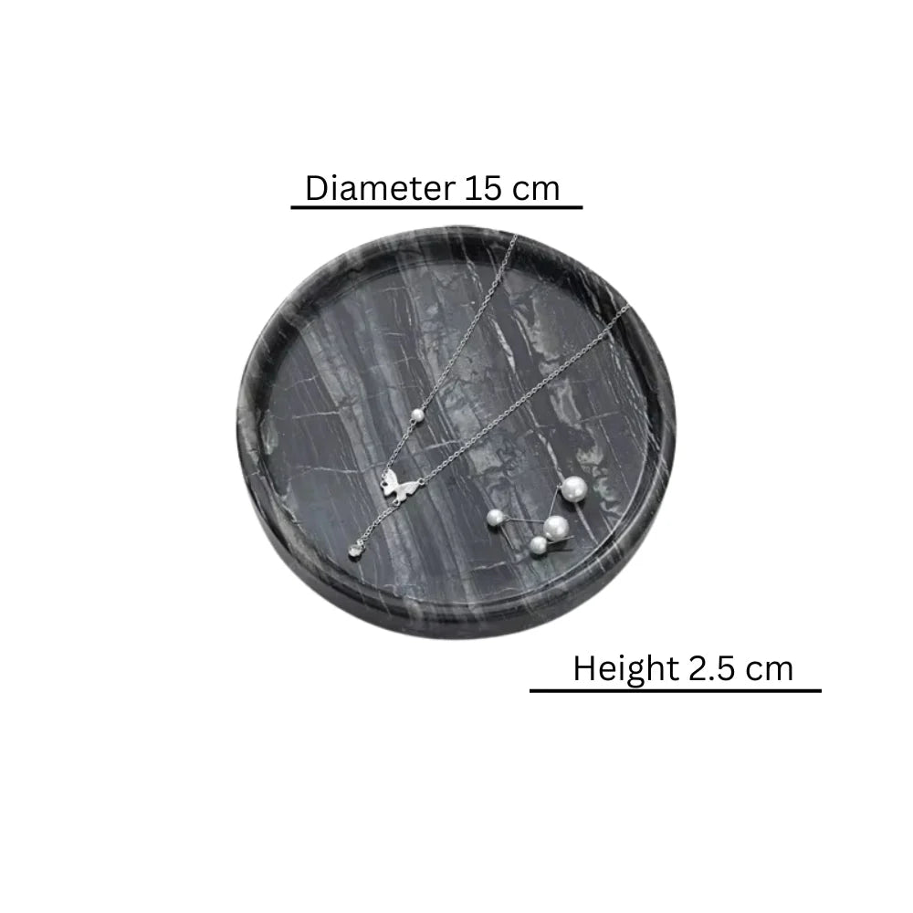 Jewelry Tray Round Marble Durable & Easy-to-Clean
