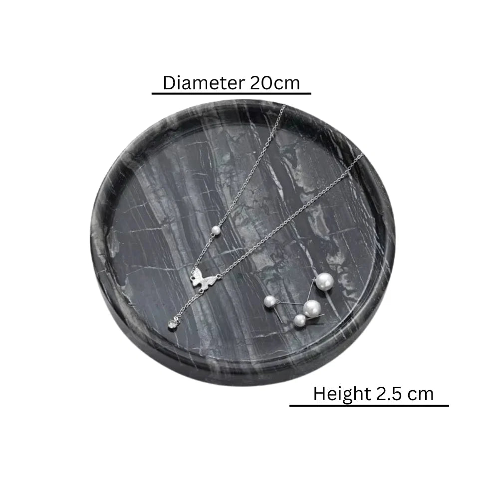 Jewelry Tray Round Marble Durable & Easy-to-Clean