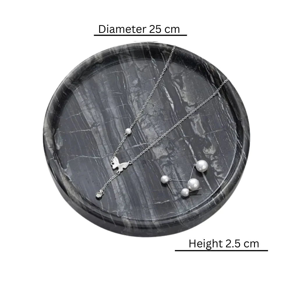 Jewelry Tray Round Marble Durable & Easy-to-Clean