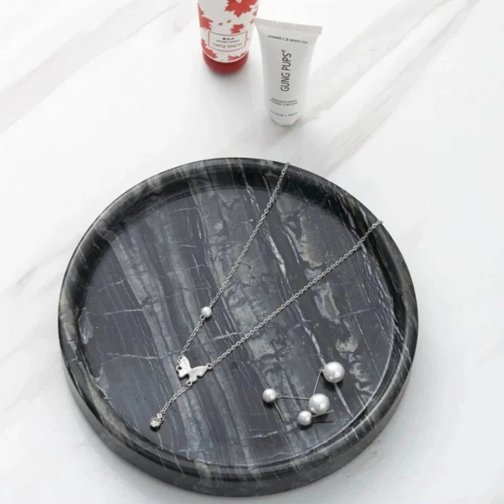 Jewelry Tray Round Marble Durable & Easy-to-Clean