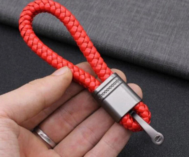Keychain Lanyard Braided Woven Loop Metal Key Ring