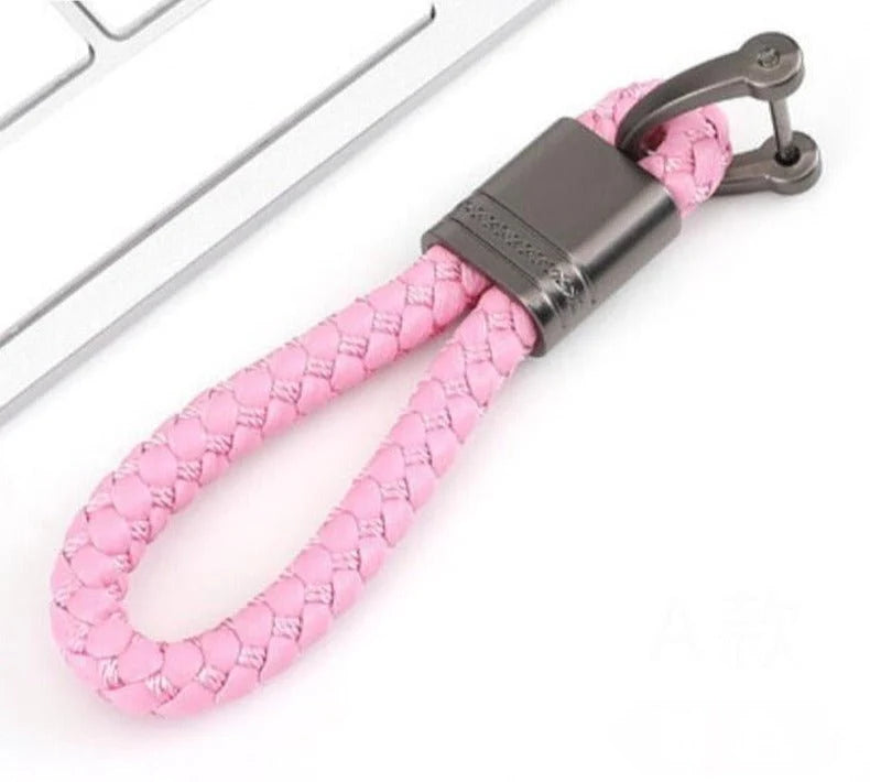 Keychain Lanyard Braided Woven Loop Metal Key Ring