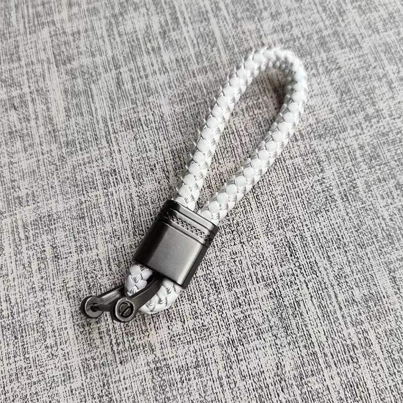 Keychain Lanyard Braided Woven Loop Metal Key Ring