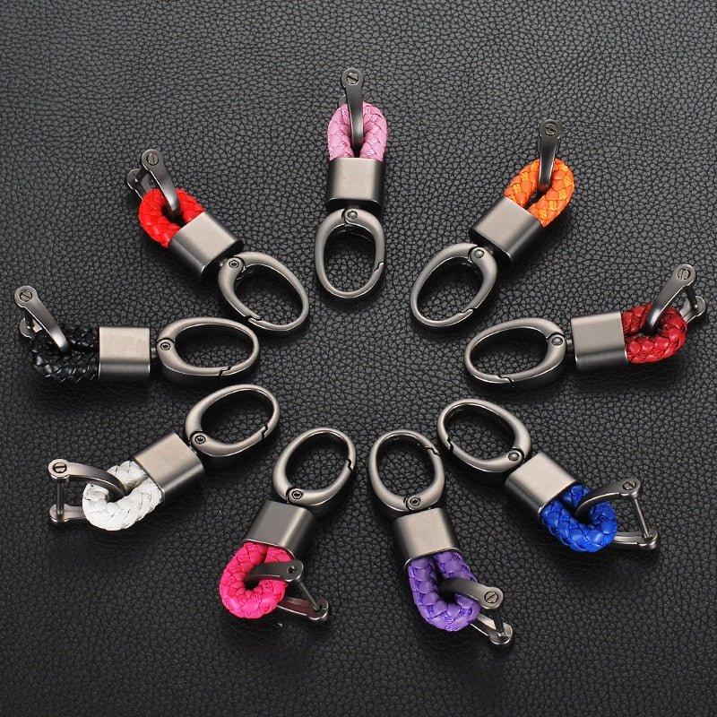 Keychain Lanyard Braided Woven Loop Metal Key Ring