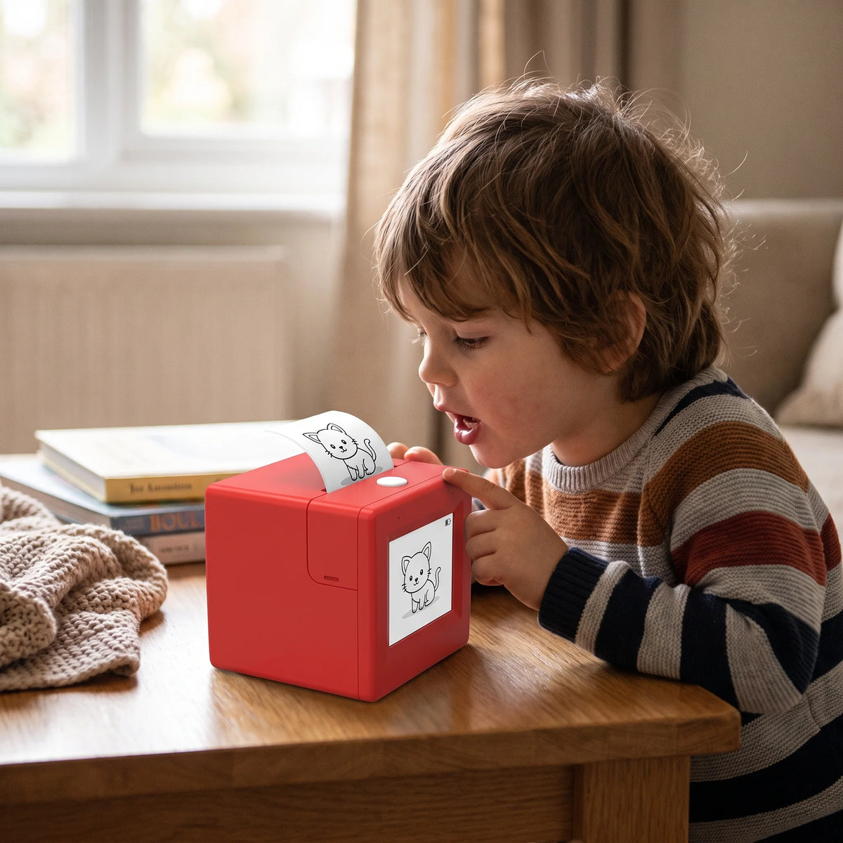 Kids AI Drawing Printer Voice-Activated Inkless Sticker Printing