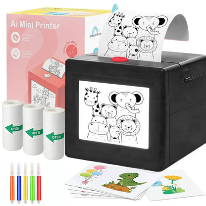 Kids AI Drawing Printer Voice-Activated Inkless Sticker Printing