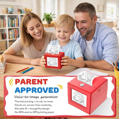 Kids AI Drawing Printer Voice-Activated Inkless Sticker Printing