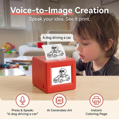 Kids AI Drawing Printer Voice-Activated Inkless Sticker Printing