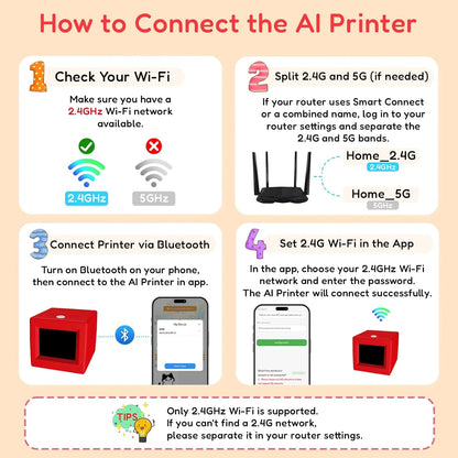 Kids AI Drawing Printer Voice-Activated Inkless Sticker Printing