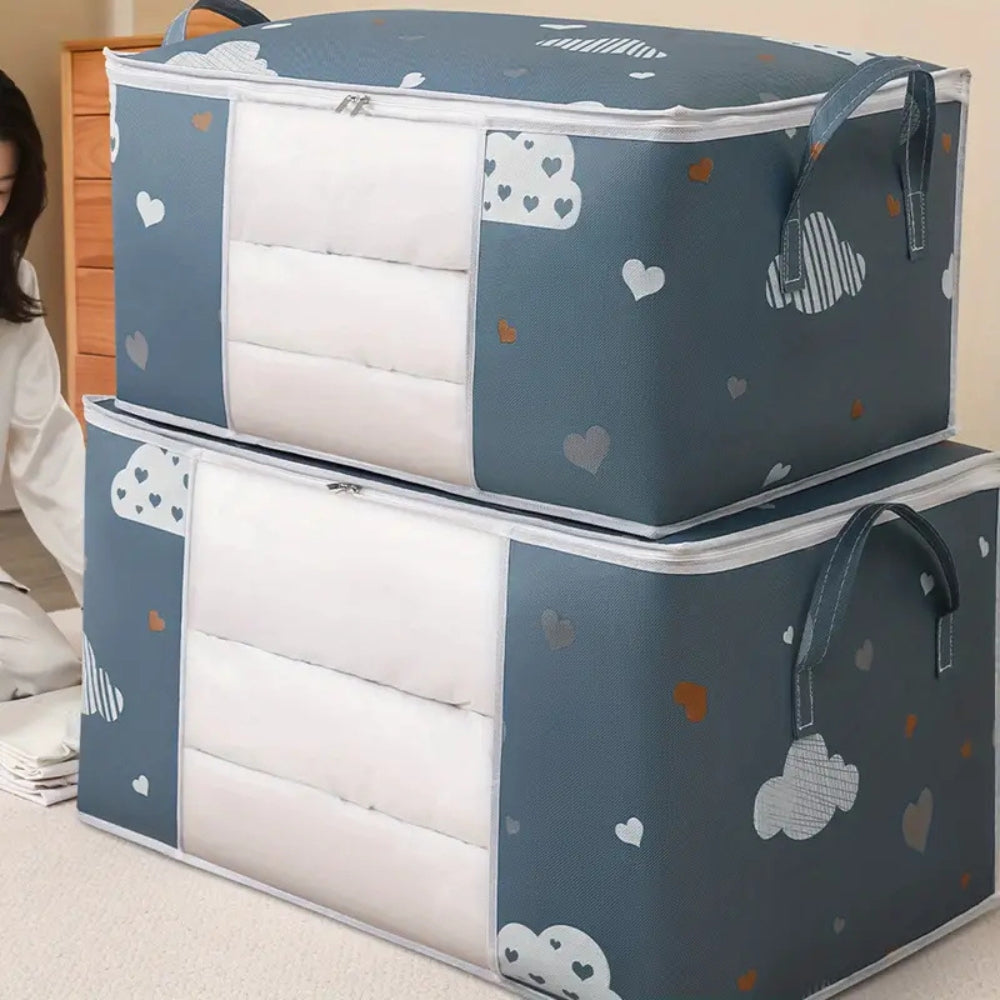 Kids Clothes Storage Bag Cotton Blend Reinforced Handles