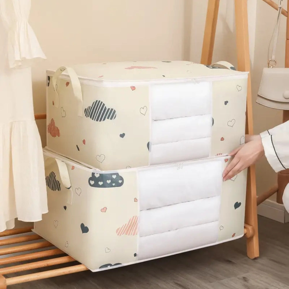 Kids Clothes Storage Bag Cotton Blend Reinforced Handles