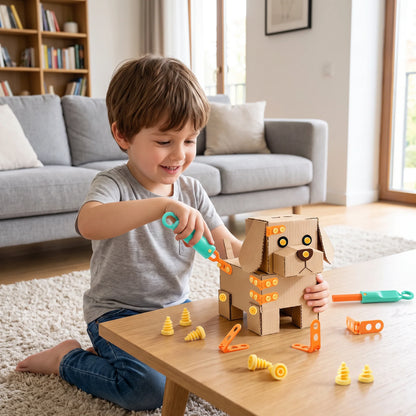 Kids Construction Kit Cardboard STEM Building Set 100 Pieces