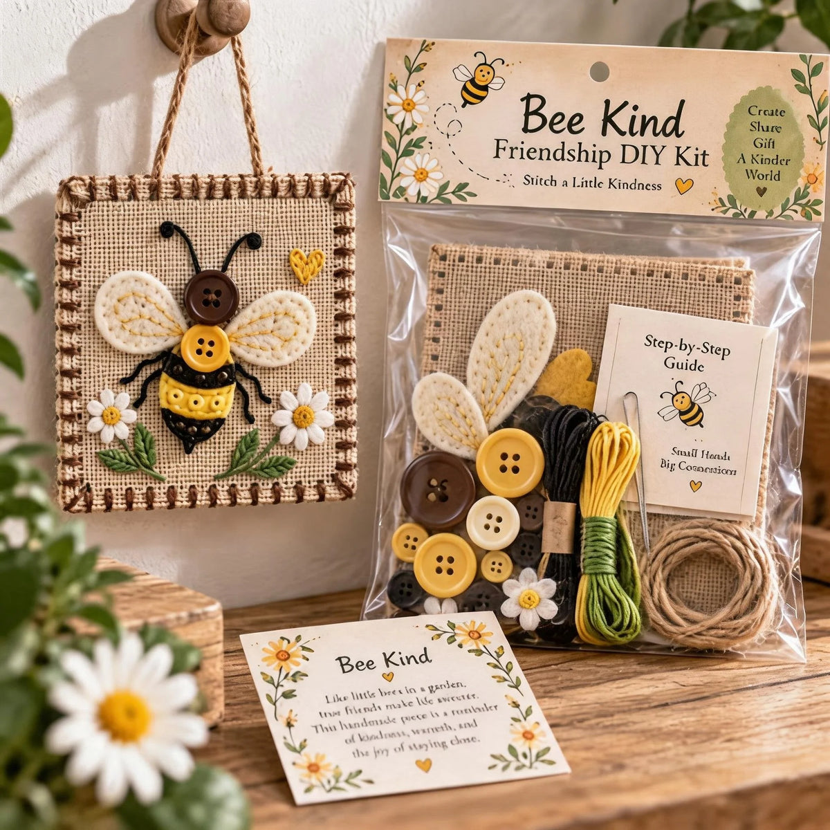 Kids' Craft Kit Felt & Button Embroidery Wall Art