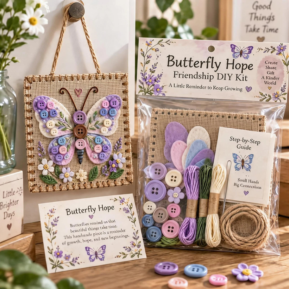 Kids' Craft Kit Felt & Button Embroidery Wall Art