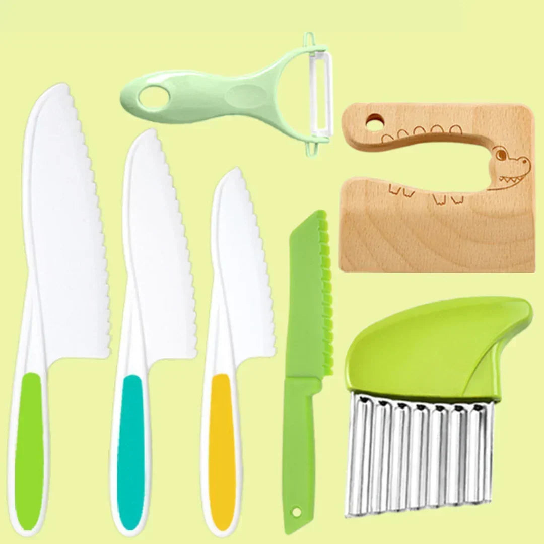 Kids Kitchen Tool Set Child-Sized Rounded-Edge Utensils