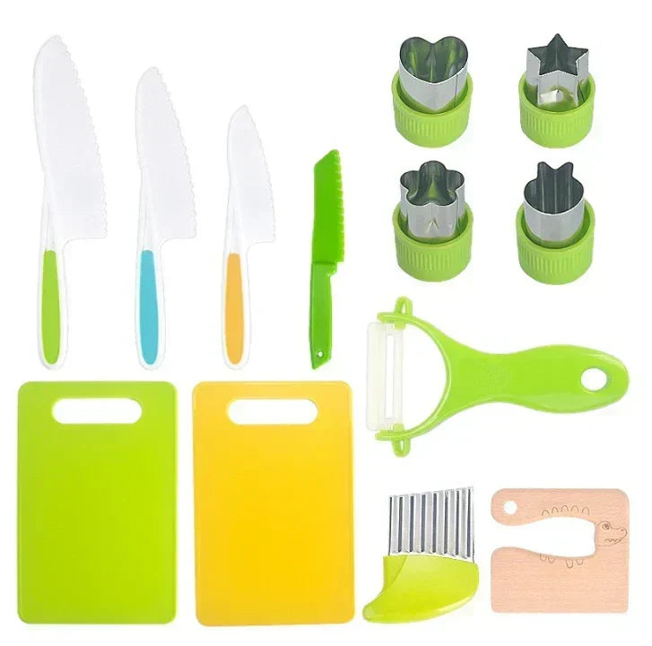 Kids Kitchen Tool Set Child-Sized Rounded-Edge Utensils