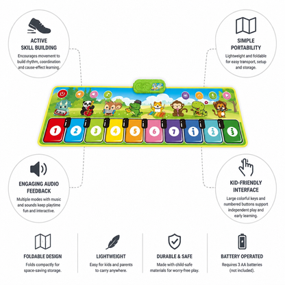 Kids Music Mat Step-Activated Audio Foldable Portable